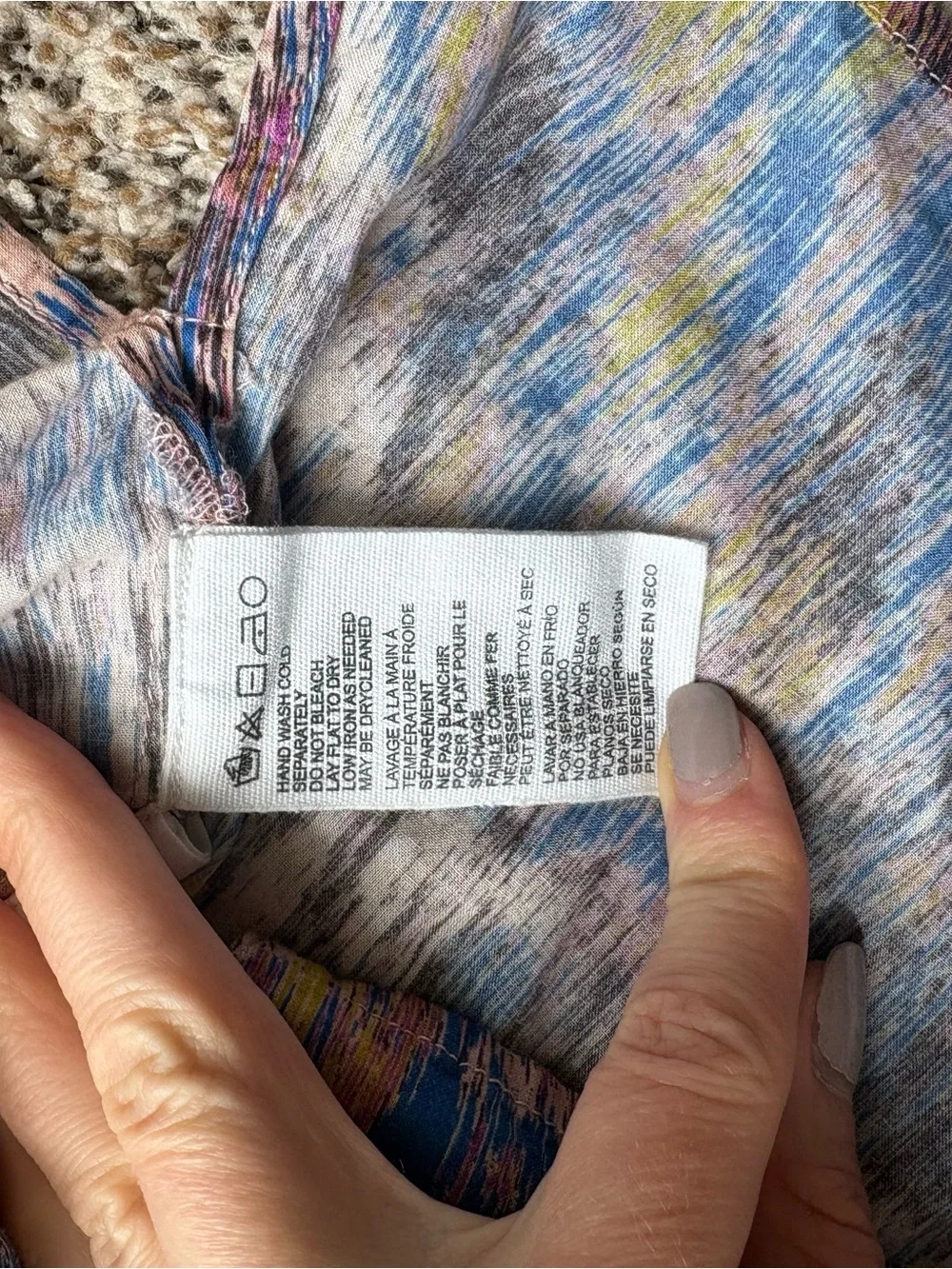Cleobella Organic Cotton Multicolor Abstract Puff-Sleeve Blouse Blue/Yellow/Pink